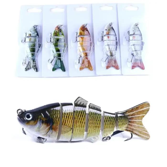 Leurre de pêche leurre dur crankbait 6 segments articulés 10cm 17.5g, appât nageur coulant, lot de