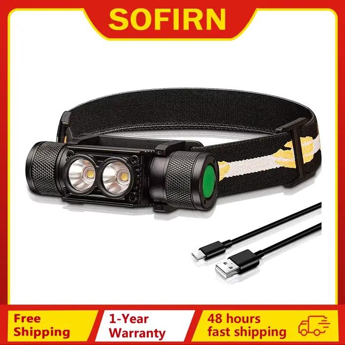 Lampe frontale SOFIRN H25L 1000LM rechargeable USB avec batterie 18650 pour pêche et camping