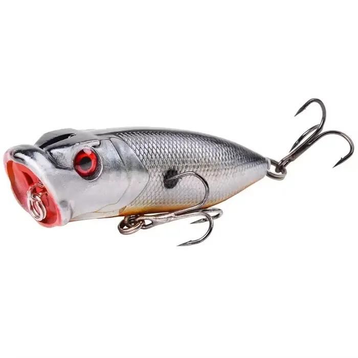 Leurre popper 7cm 12g avec 2 triples hameçons - appât surface pour pêche de la carpe et carnassiers