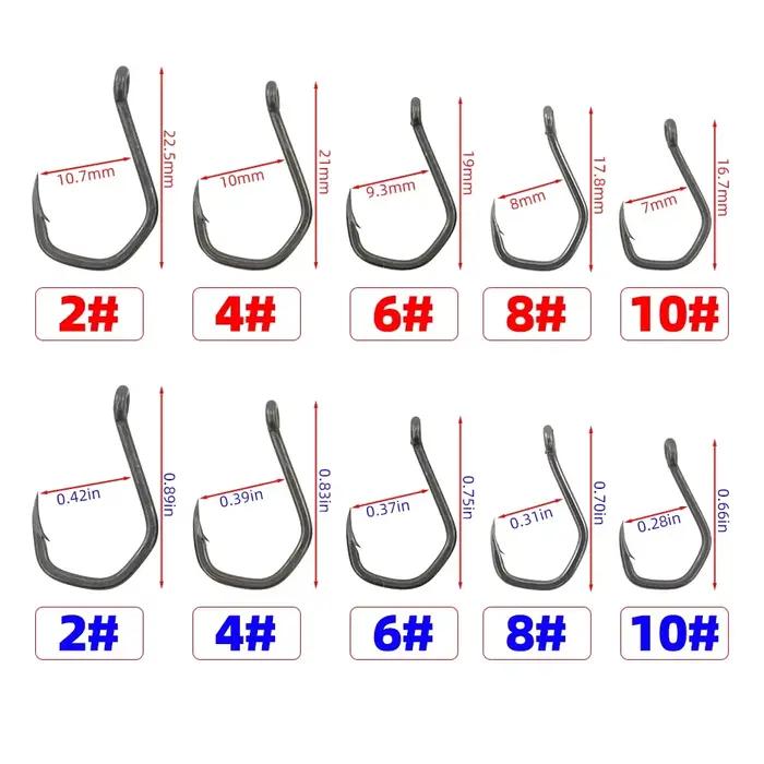 Hameçons Hirisi 50 pièces acier inoxydable carbone PTFE barbelés avec œillet 8021 accessoires pêche