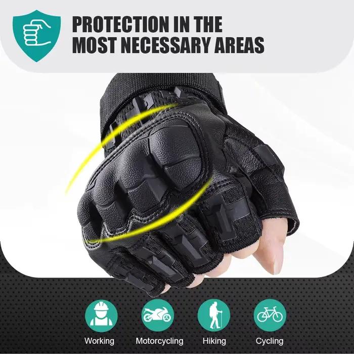 Gants tactiques sans doigts coque dure sports paintball airsoft pêche chasse vélo anti-dérapage