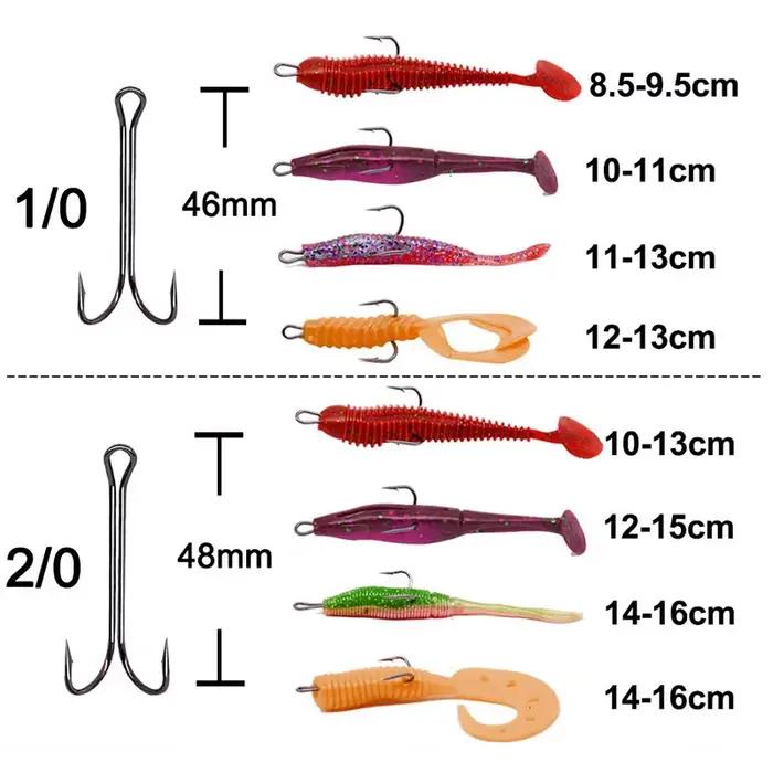 20 hameçons doubles longue tige anti-herbe pour pêche aux leurres souples - Hameçons bass et jig