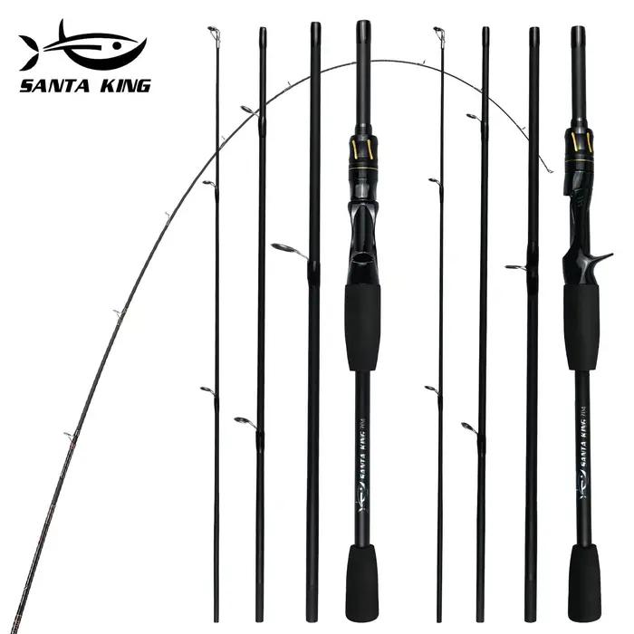 Canne pêche carbone Santa King 4 sections portable - Manche EVA pour voyage pêche basse eau douce