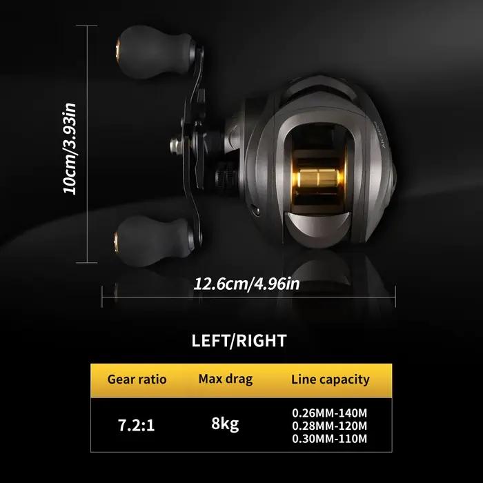 Moulinet baitcasting Rooblinos AK ratio 7.2:1 2+1 roulements 18LB drag pour pêche eau douce et mer