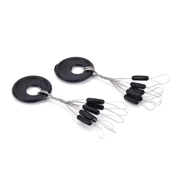 Flotteurs pêche ovale 60 pièces stoppers caoutchouc noir espace beans pour catfish et ligne