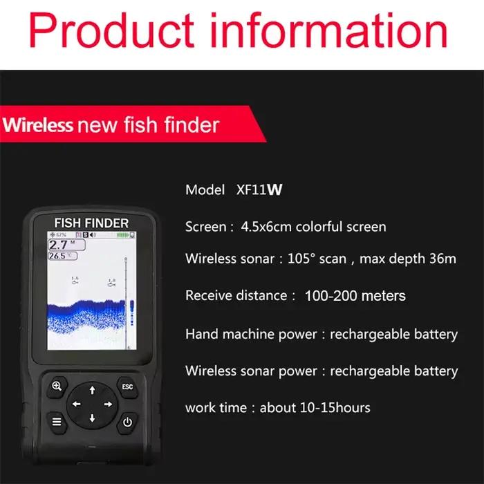 Détecteur poissons sans fil 200m sonar matriciel batterie rechargeable anglais russe