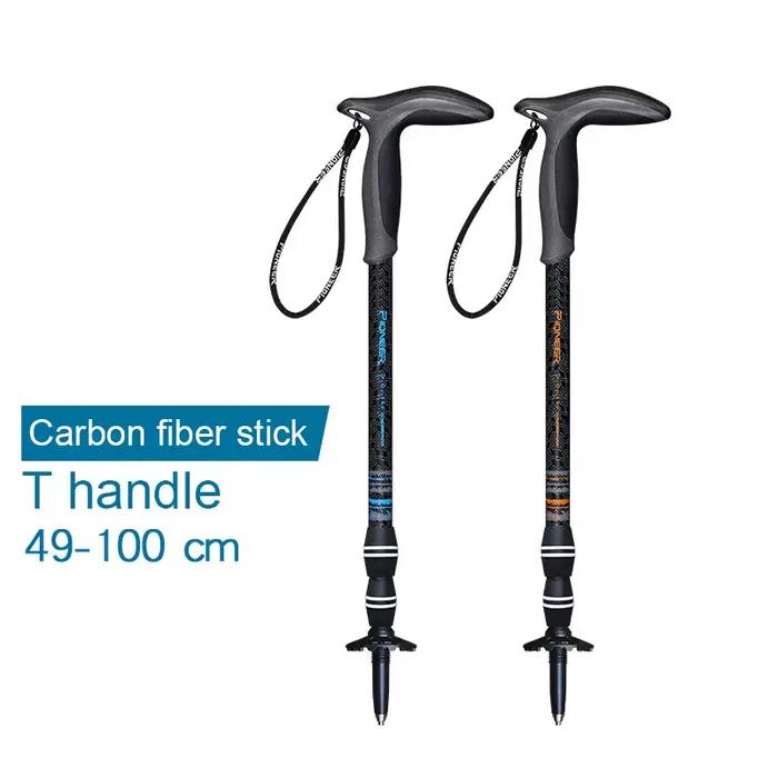 Bâton marche carbone poignée T réglable 49-100cm - Béquille escalade randonnée pêche outdoor