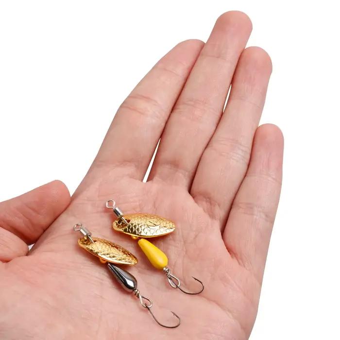 Leurre Spinner Spoon Séquin 5,5 cm pour Truite Perche Brochet et Bar, Appât Métallique Rotatif Long Shot
