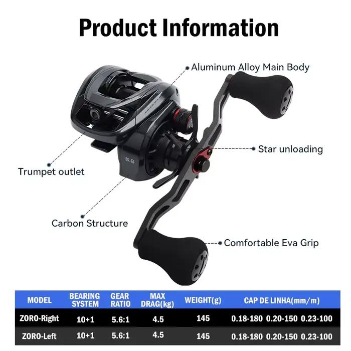 Moulinet baitcasting BFS Leydun Zoro ultra-léger 145g pour pêche en mer et eau douce