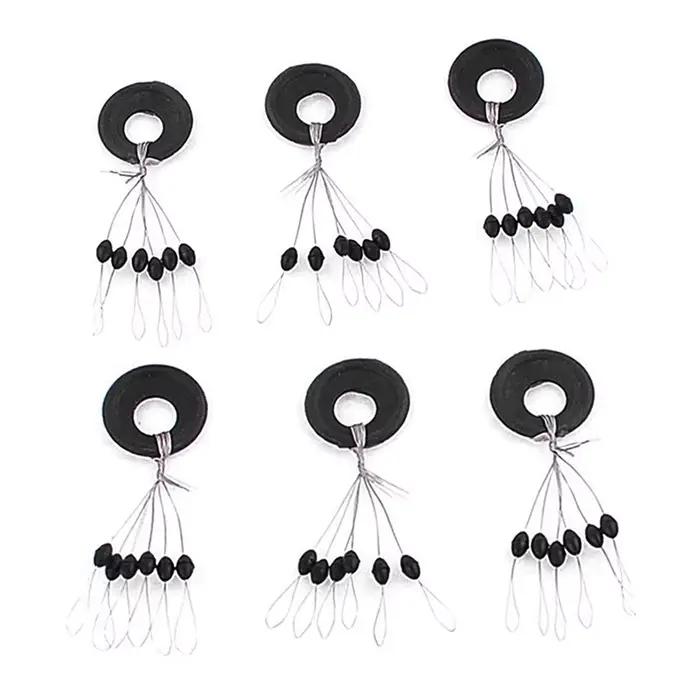 Flotteurs pêche ovale 60 pièces stoppers caoutchouc noir espace beans pour catfish et ligne