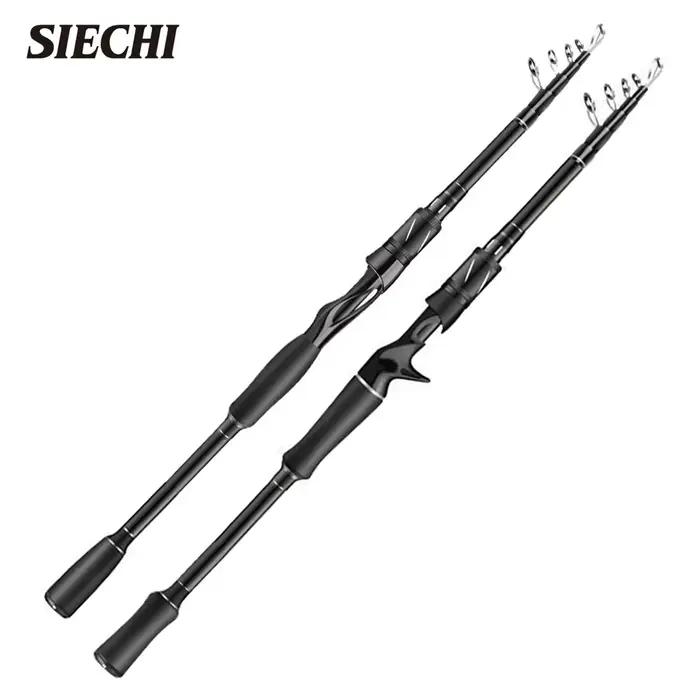 Canne pêche télescopique SIECHI fibre carbone 1.8m-2.7m super rigide pour carpe et leurres