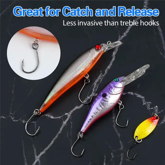 Hameçons à œil unique 60 pièces pour leurres spinner - pêche au bar et truite avec accroche optimale