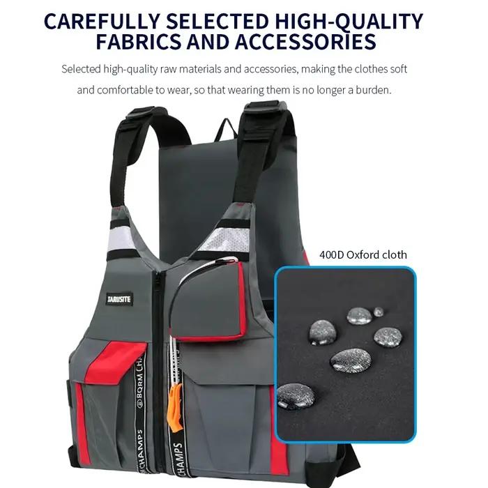 Gilet de sauvetage pêche haute flottabilité réglable pour sports nautiques et pêche sécurité
