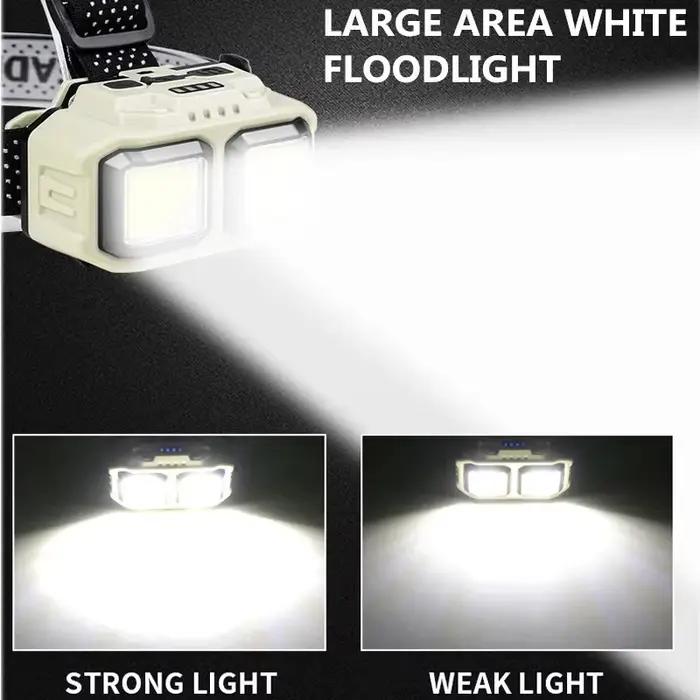 Lampe frontale LED à induction 4 modes recharge Type-C pour pêche camping étanche