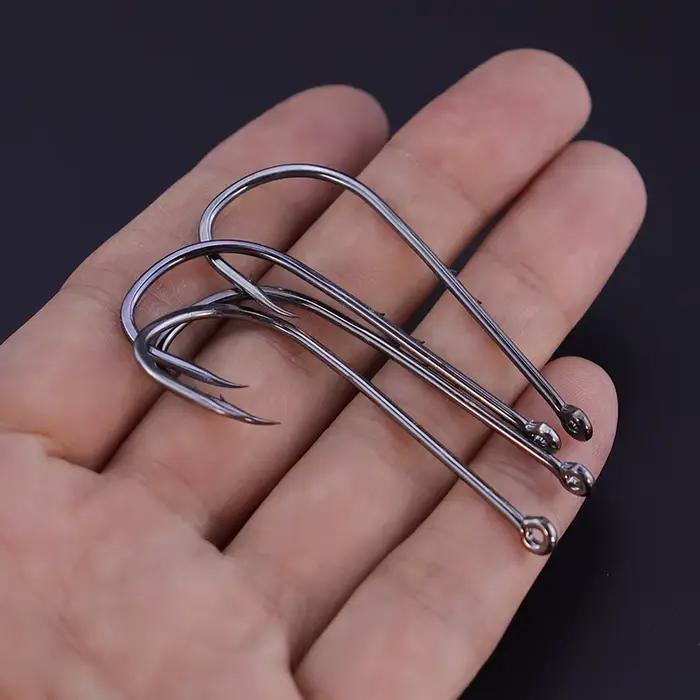 50 hameçons longue tige double porte-appât pour pêche surfcasting et appâts vivants - acier carbone
