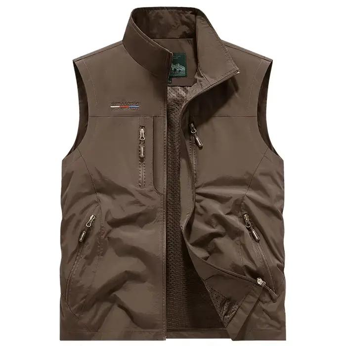 Veste cargo légère sans manches polyester pour homme activités estivales pêche randonnée campus usage quotidien