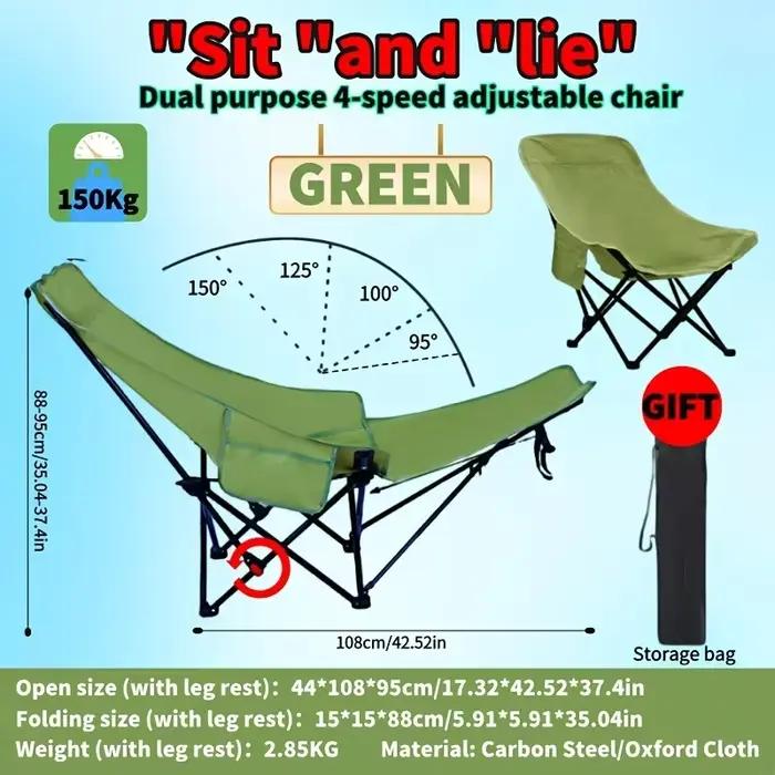 Chaise lune pliante réglable avec support lombaire pour camping pêche relaxation et détente en plein air adaptable pour adultes occasions extérieures