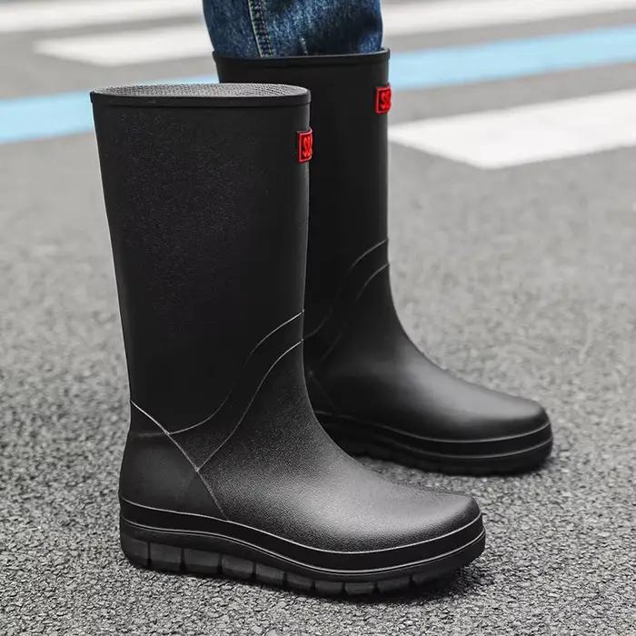Bottes de pluie homme hautes épaisses antidérapantes PVC pour pêche toutes saisons