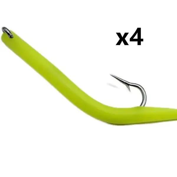Leurres TPE 4 pièces pour pêche au cabillaud et anguille - Jig tube avec plume et hameçon octopus