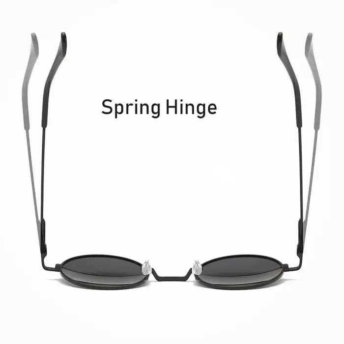 Lunettes de soleil polarisées vintage rondes pour pêche - Monture métal alliage noir UV400 - Homme Femme