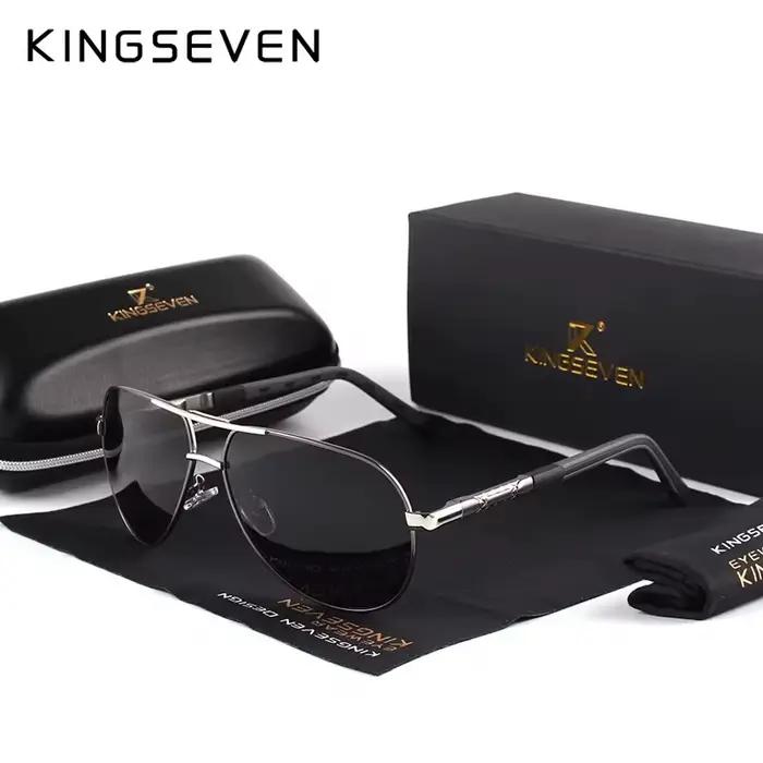 Lunettes de soleil vintage aluminium polarisées KINGSEVEN pour pêche - Verres traités conduite classique homme femme