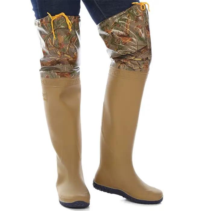 Waders camouflage PVC 60cm - Bottes pêche semelle souple - Utilisation polyvalente riziculture
