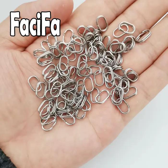 Anneaux doubles ovales acier inoxydable 50 ou 100 pièces pour montages pêche accessoires hameçons leurres