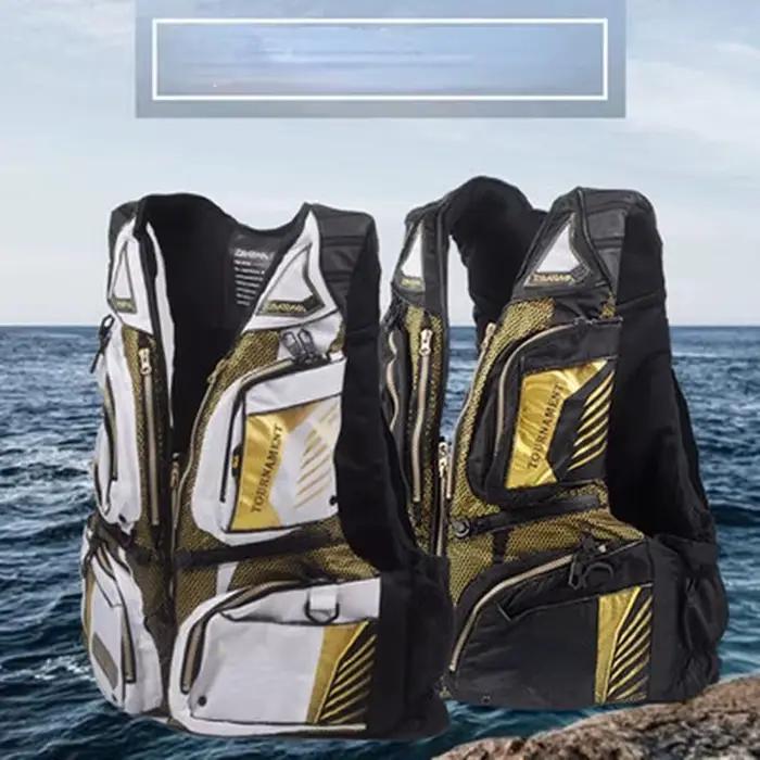 Gilet de sauvetage pêche professionnel été - Veste de flottaison noir blanc - Équipement sécurité pêche