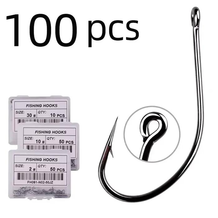 Hameçons octopus 100/50 pièces boîte acier carbone haute dureté pour pêche mer rivière