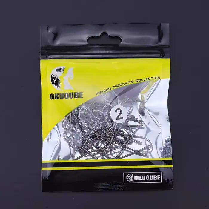 Lot de 50 hameçons pêche en mer acier haute teneur en carbone, longue tige double porte-appât
