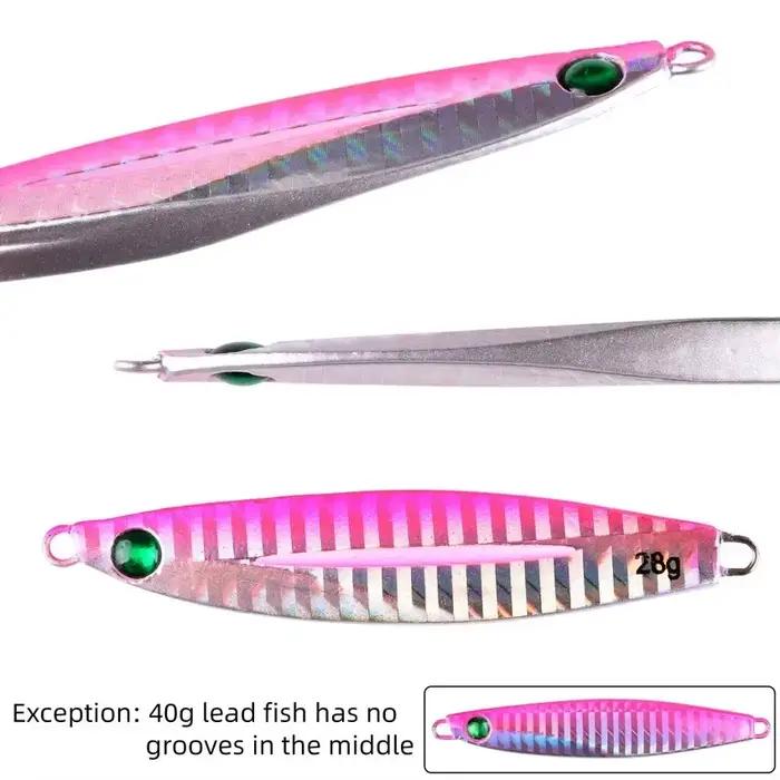 Lot de 5 leurres métalliques jig 7g à 40g pour pêche au bar, truite et mer