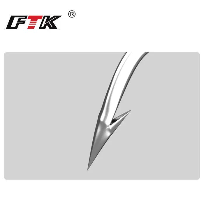Hameçons de pêche FTK en acier inoxydable carbone pour carpe et perche, pack de 50 et