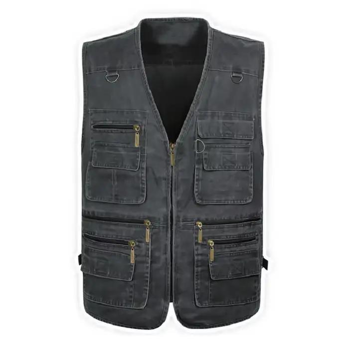 Veste homme multi-poches sans manches grande taille 10XL pêche travail extérieur printemps