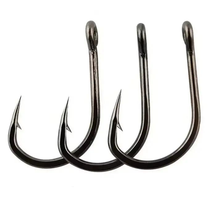 100 hameçons circle argentés acier carbone haute résistance tailles #3 à #12 pour pêche sportive