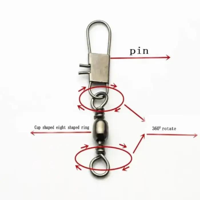 100 émerillons à roulement en 4 tailles avec clips Fastlock pour hameçons et accessoires de pêche