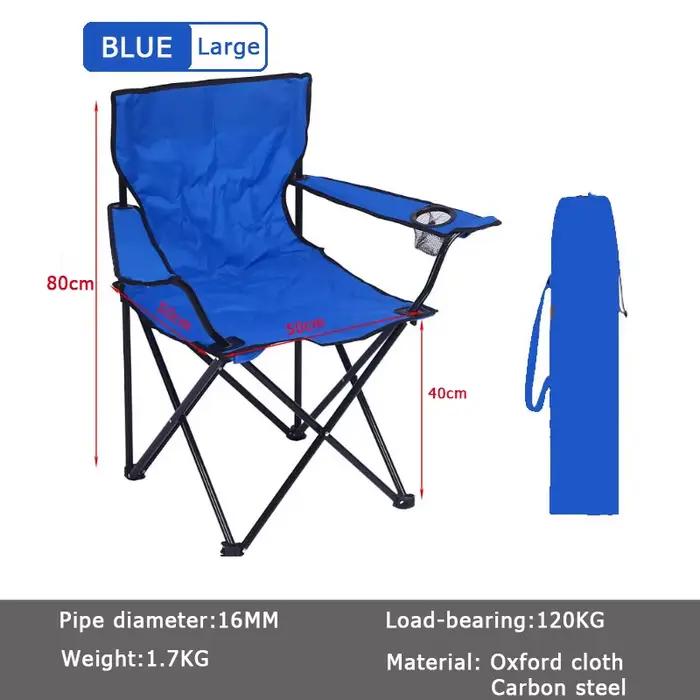 Chaise camping pêche pliante 120kg capacité dossier 40cm cadre métal noir multifonction pêche événements