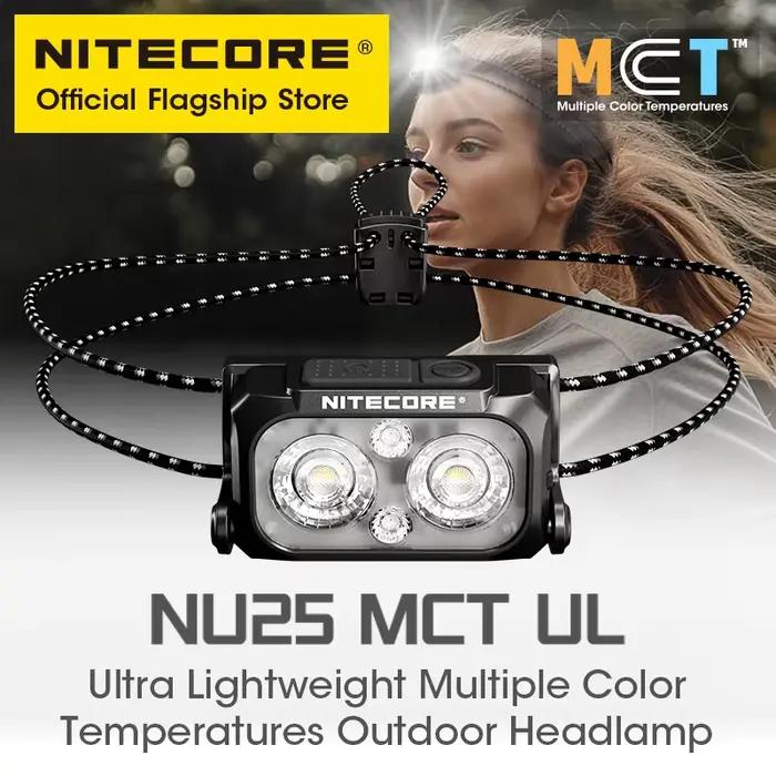 Lampe frontale NITECORE NU25 MCT rechargeable USB-C températures couleur pour randonnée pêche