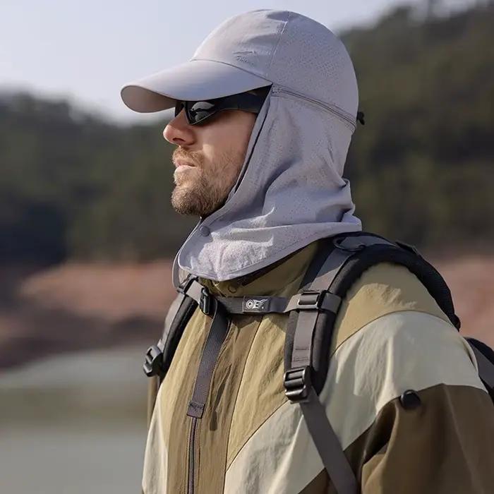 Chapeau de soleil unisexe avec châle - Léger pour pêche sportive et protection solaire