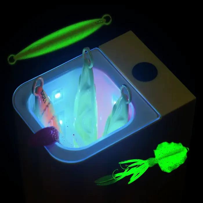 Leurres luminescents UV LED pêche mer - appâts souples lumineux rechargeables pour pêche au calmar nocturne