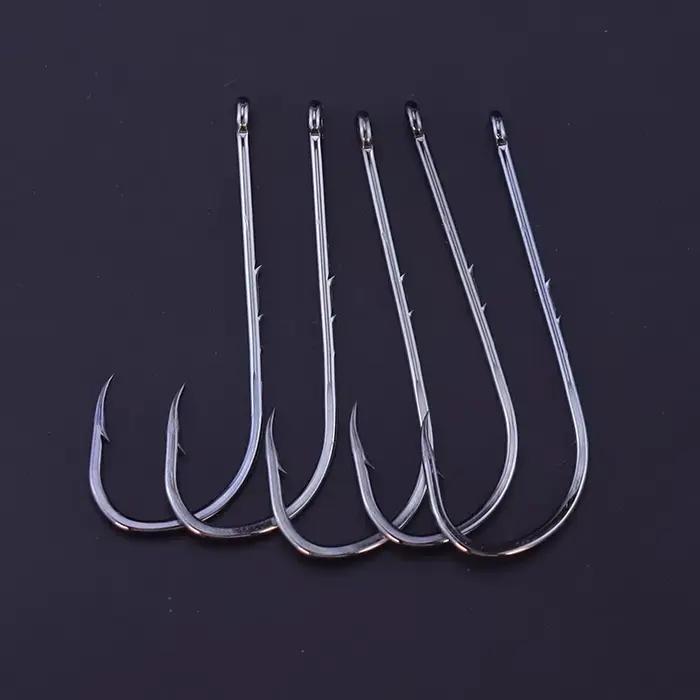 Lot de 50 hameçons pêche en mer acier haute teneur en carbone, longue tige double porte-appât