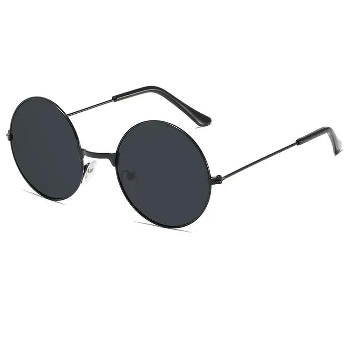 Lunettes de soleil vintage rondes unisexe pour pêche - Cadre métal rouge jaune protection UV marine