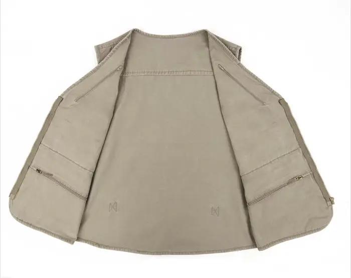 Veste de pêche homme 7XL été 16 poches, parka multi-poches coton pour randonnée et extérieur