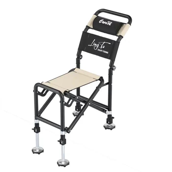 Fauteuil pêche réglable pliable avec porte-canne - Siège pêcheur léger pour extérieur et camping