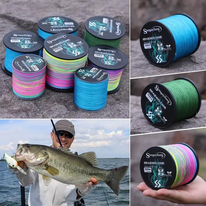 Ligne pêche tressée PE Sougayilang 300M-1000M - 6 couleurs haute résistance pour pêche sportive