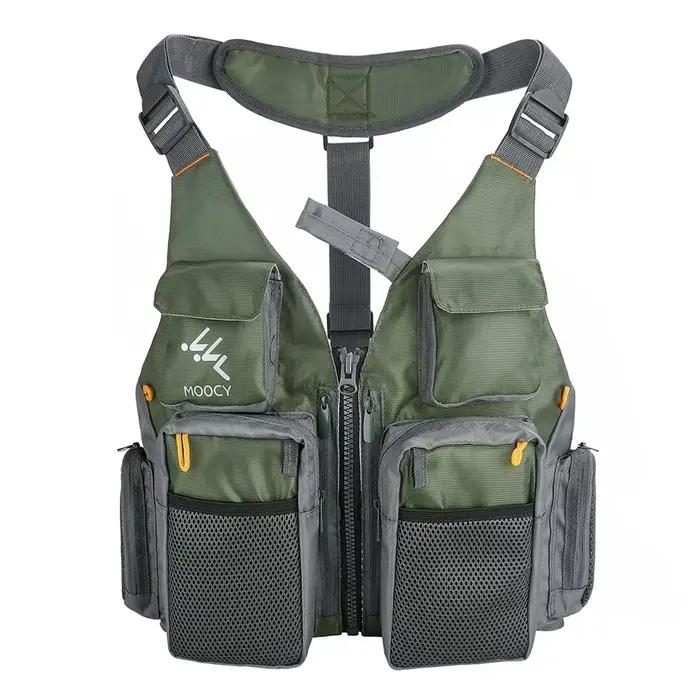 Veste de pêche respirante en mesh avec poches zippée pour randonnée voyage et running été