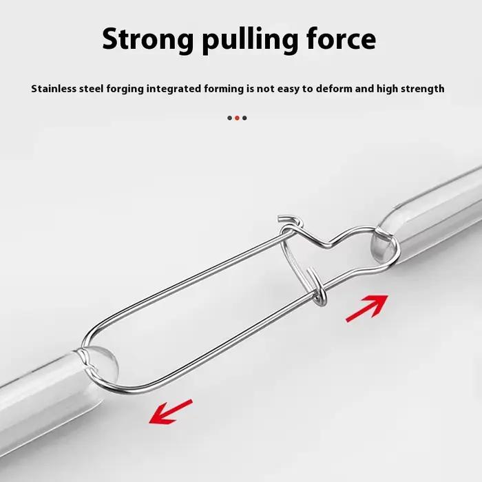 100pcs Fishing Hook Buckle Stainless Steel Buckle Pin Rolling Rotary Bait Connec