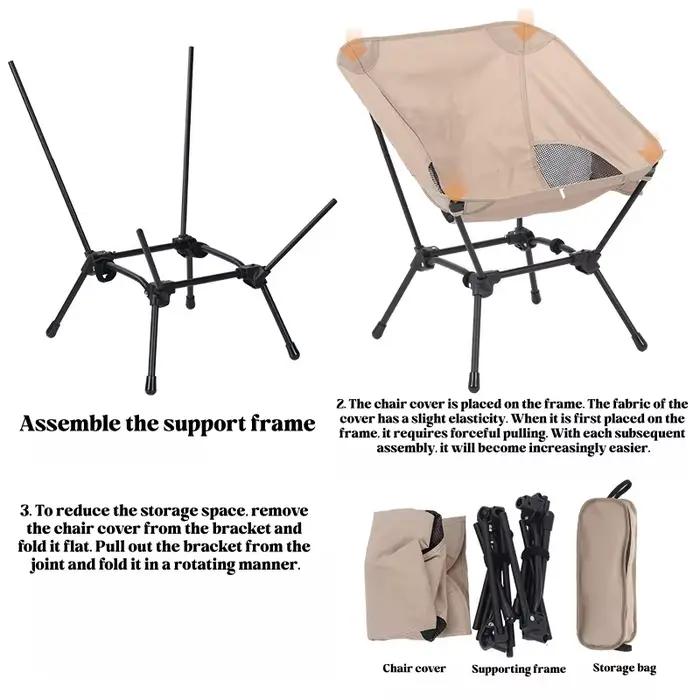Chaises pliantes pêche et plage structure carrée tubes fer légères pour camping portable