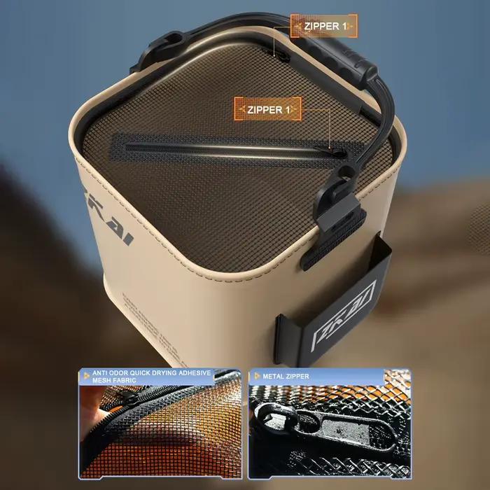 Seau de pêche pliable 8L/13L - Grand capacité transport main robuste pour camping et pêche