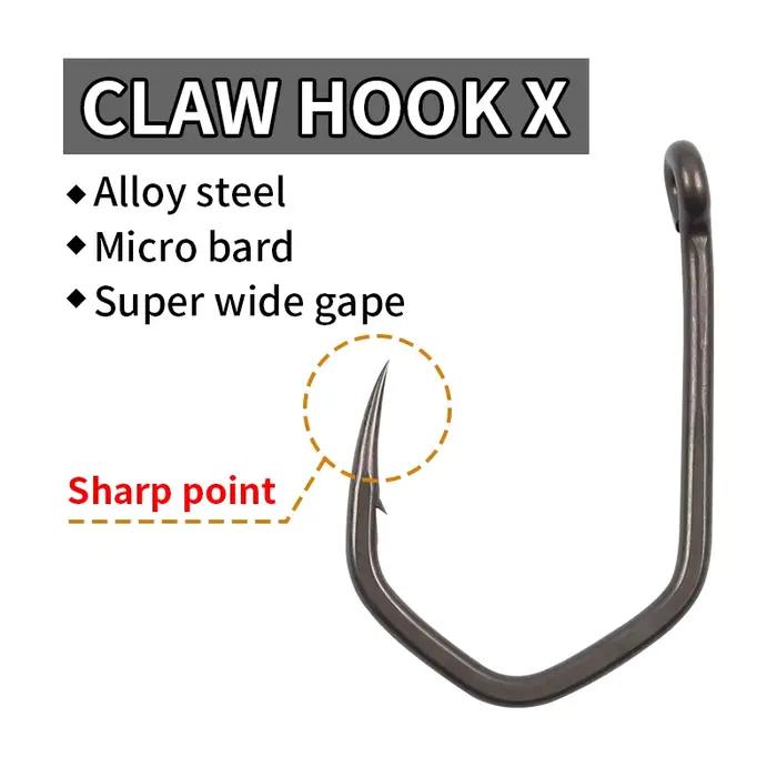 10 hameçons griffes pour carpe micro-ardillon - Large ouverture et revêtement PTFE