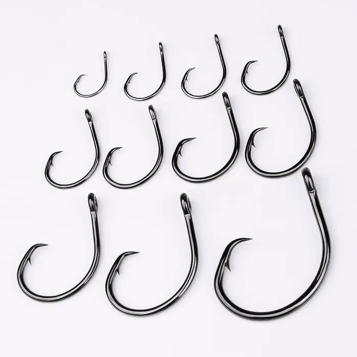 Hameçons circle octopus 10 pièces barbelés force traction élevée pour silure eau douce tailles